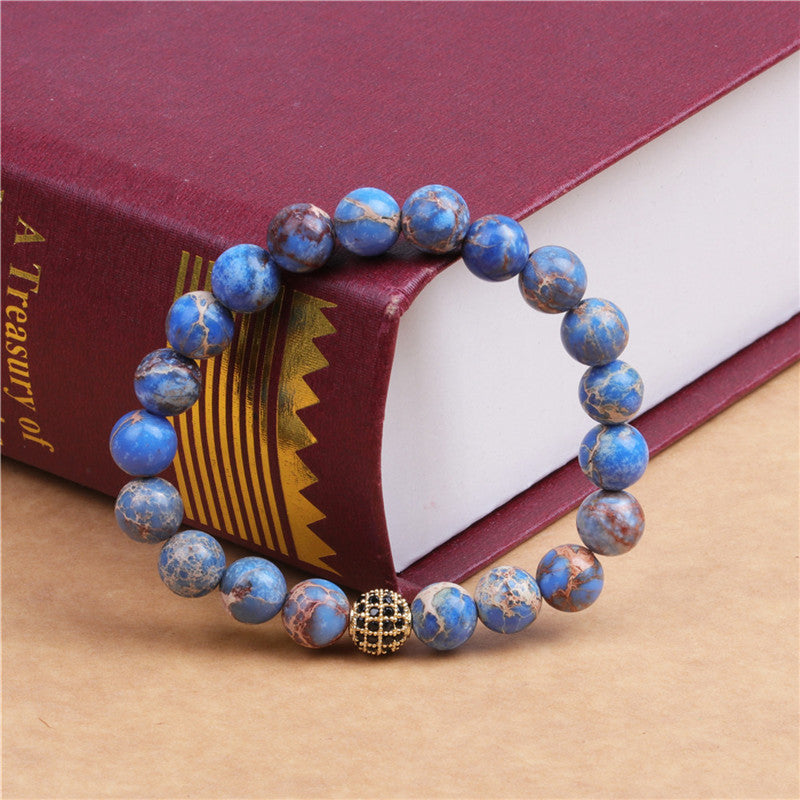 Wholesale Emperor Stone Beads Micropaved Zircon Crown Bracelet